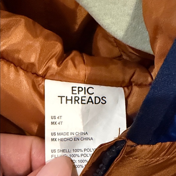 Epic Threads Colorblock Puffer Jacket 4T NWT - Picture 3 of 6